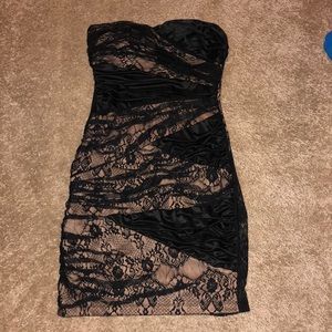 Black and tan mini dress